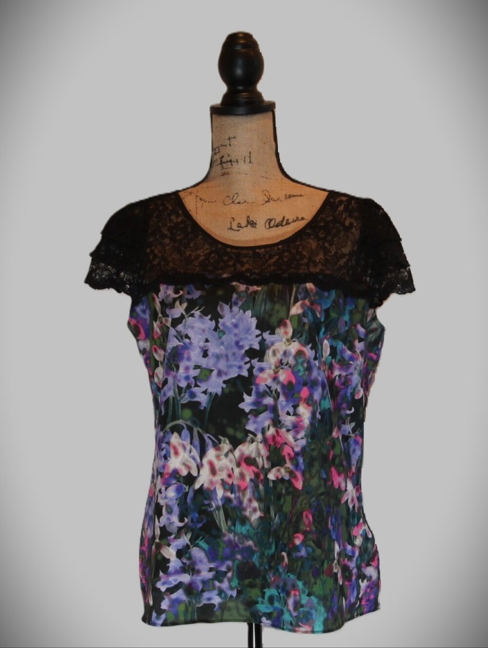 Express Floral Print Women's Top in Black and Purple
